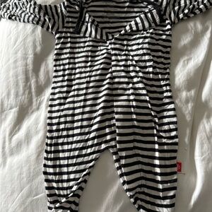 Magnetic Me Black and White Striped Footie